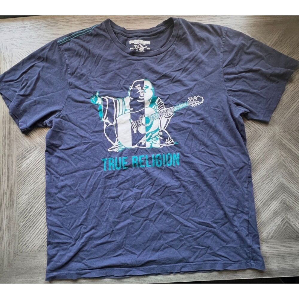 Vintage True Religion Men's Graphic T-Shirt Split Buddha Large